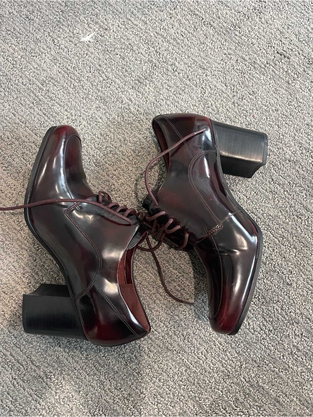 Clarks Women's Burgundy Lace-Up Block Heel Boots
